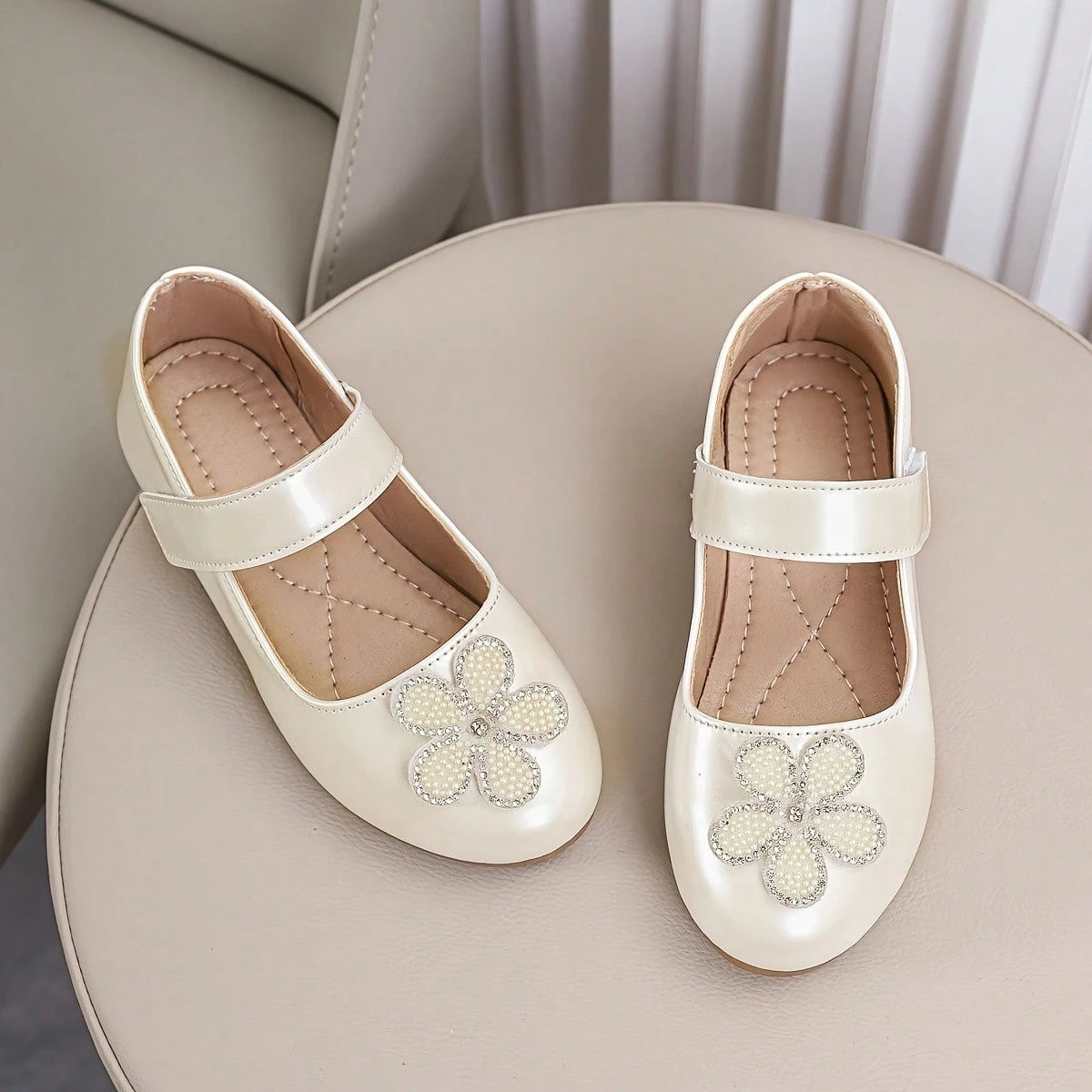 1 Pair Girls' 2026 Spring Floral Princess Shoes, Leather Shoes, Student Shoes, Rubber Sole, Fashionable Comfortable Soft Bottom Princess Shoes For Girls, Suitable For Weddings, Parties And Stage Perfo