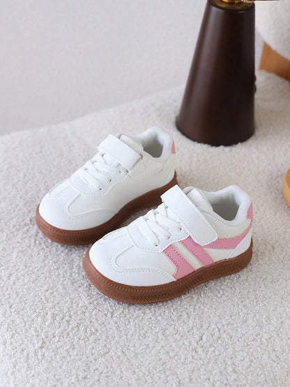 1 Pair Kids' Training Shoes, Hook And Loop Closure, Soft Sole, Anti-Slip, Lightweight, Versatile, Outdoor, Unisex Children's Skate Shoes