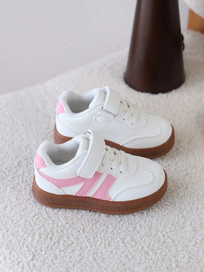 1 Pair Kids' Training Shoes, Hook And Loop Closure, Soft Sole, Anti-Slip, Lightweight, Versatile, Outdoor, Unisex Children's Skate Shoes