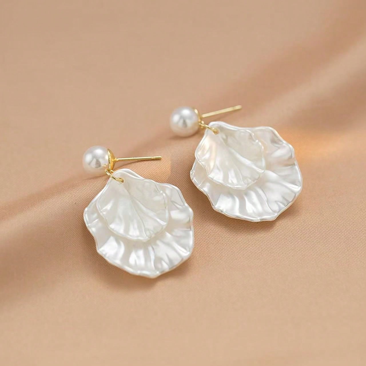 1 Pair Minimalist Versatile Faux Pearl Shell Earrings, Suitable For Weddings And Beach Wear, Summer, Jewellery, Festival