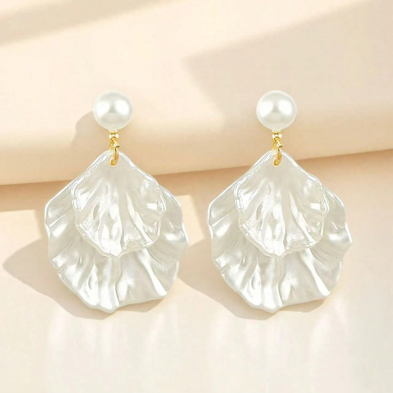 1 Pair Minimalist Versatile Faux Pearl Shell Earrings, Suitable For Weddings And Beach Wear, Summer, Jewellery, Festival