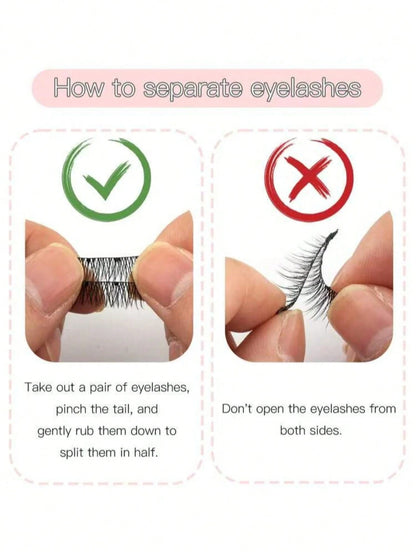 1 Pair Natural Short Magnetic Fake Eyelashes With 1 Clip, Handmade Faux Mink Lashes, No Glue Needed, Suitable For Daily Wear