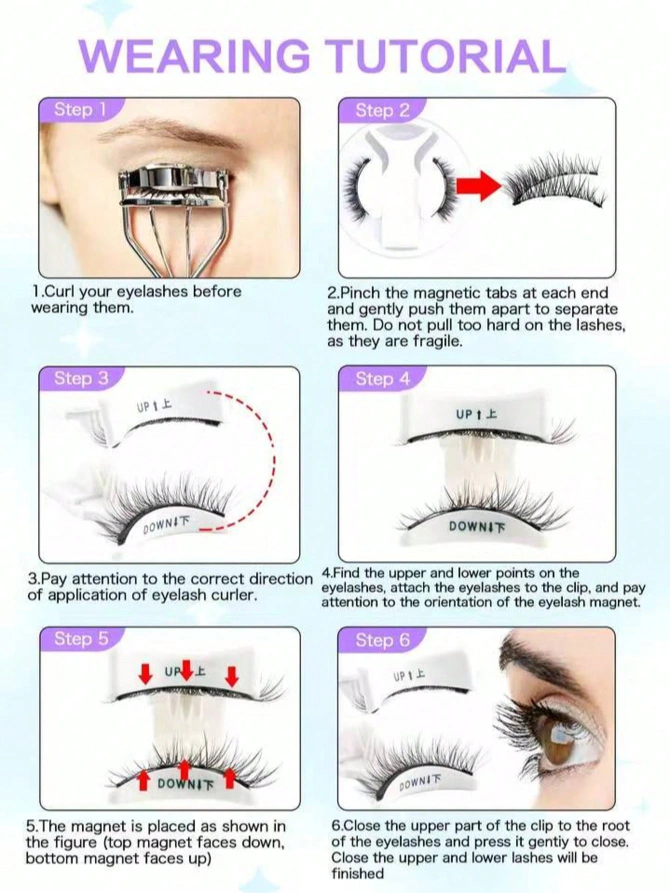 1 Pair Natural Short Magnetic Fake Eyelashes With 1 Clip, Handmade Faux Mink Lashes, No Glue Needed, Suitable For Daily Wear
