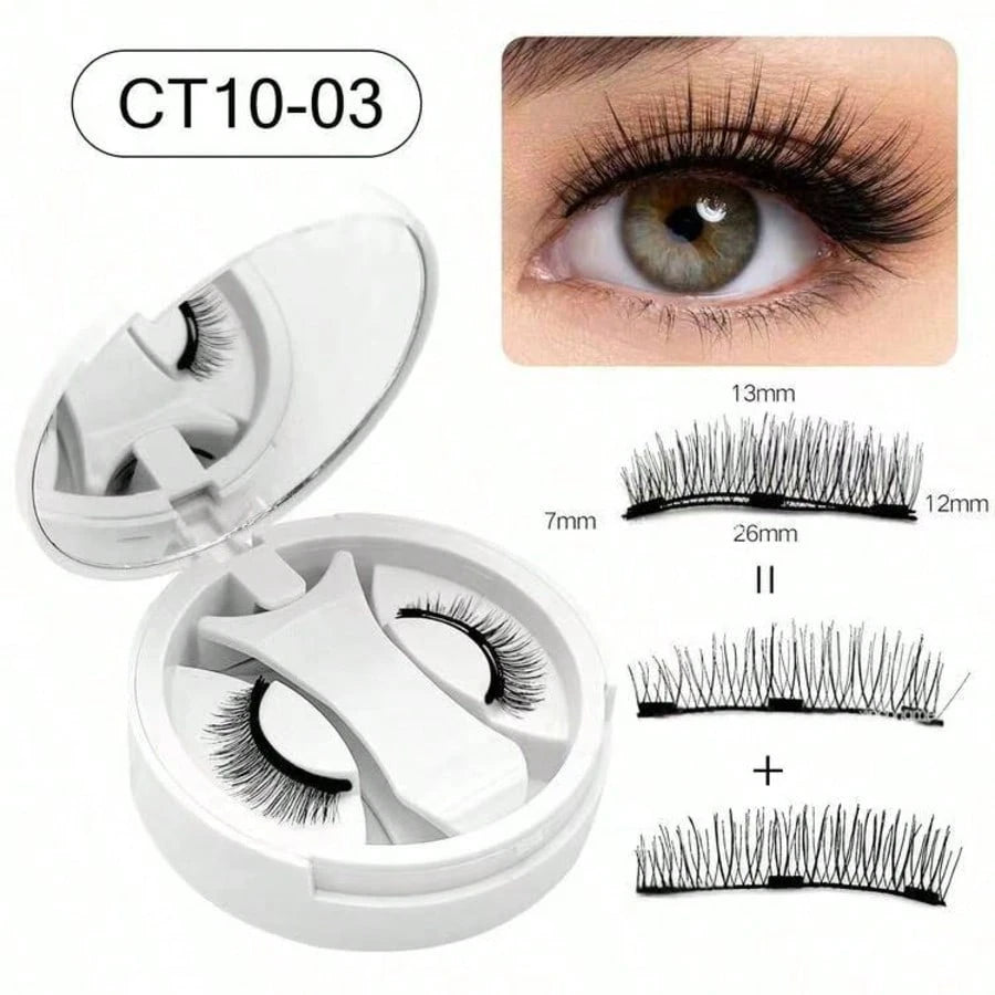 1 Pair Natural Short Magnetic Fake Eyelashes With 1 Clip, Handmade Faux Mink Lashes, No Glue Needed, Suitable For Daily Wear