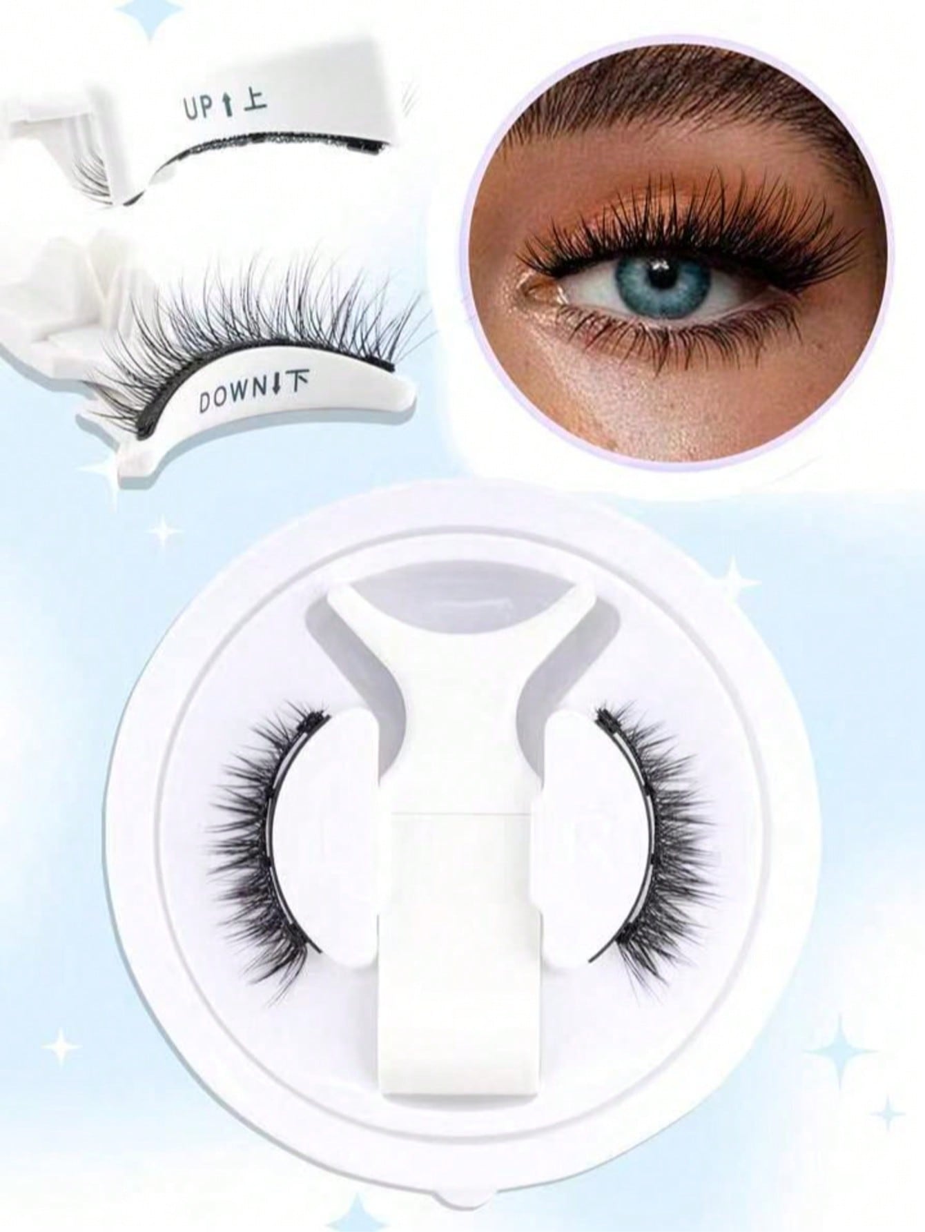 1 Pair Natural Short Magnetic Fake Eyelashes With 1 Clip, Handmade Faux Mink Lashes, No Glue Needed, Suitable For Daily Wear