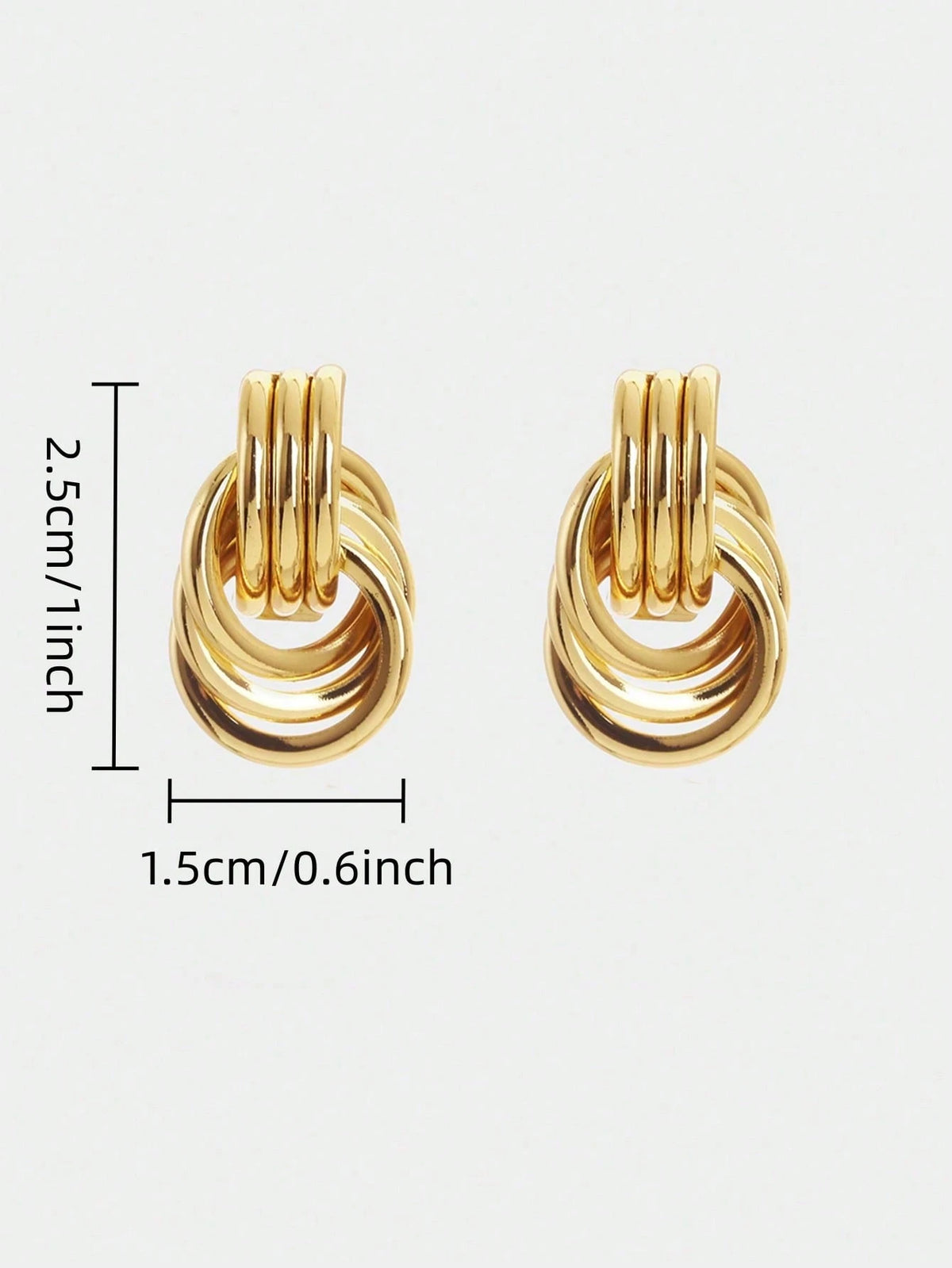 1 Pair New European & American Style Thick Gold Color Women Earrings, Multi-Layer Geometric Tassel Dangle Earrings