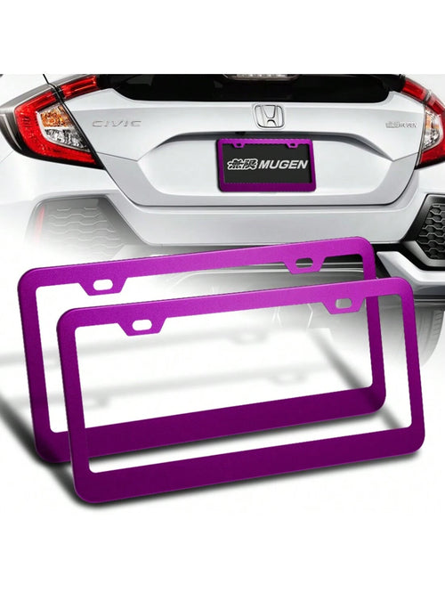 1-Pair Stainless Steel Car License Plate Frame Cover Front + Rear US Size
