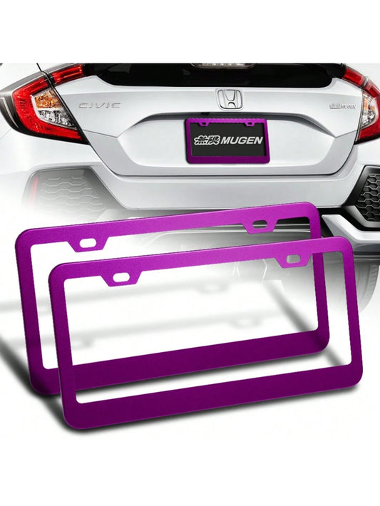 1-Pair Stainless Steel Car License Plate Frame Cover Front + Rear US Size