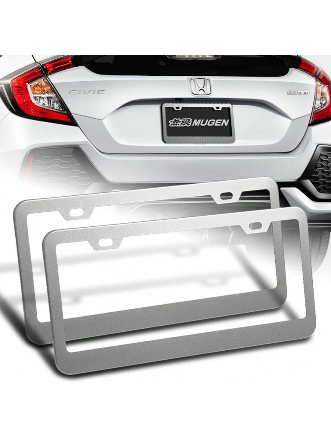 1-Pair Stainless Steel Car License Plate Frame Cover Front + Rear US Size