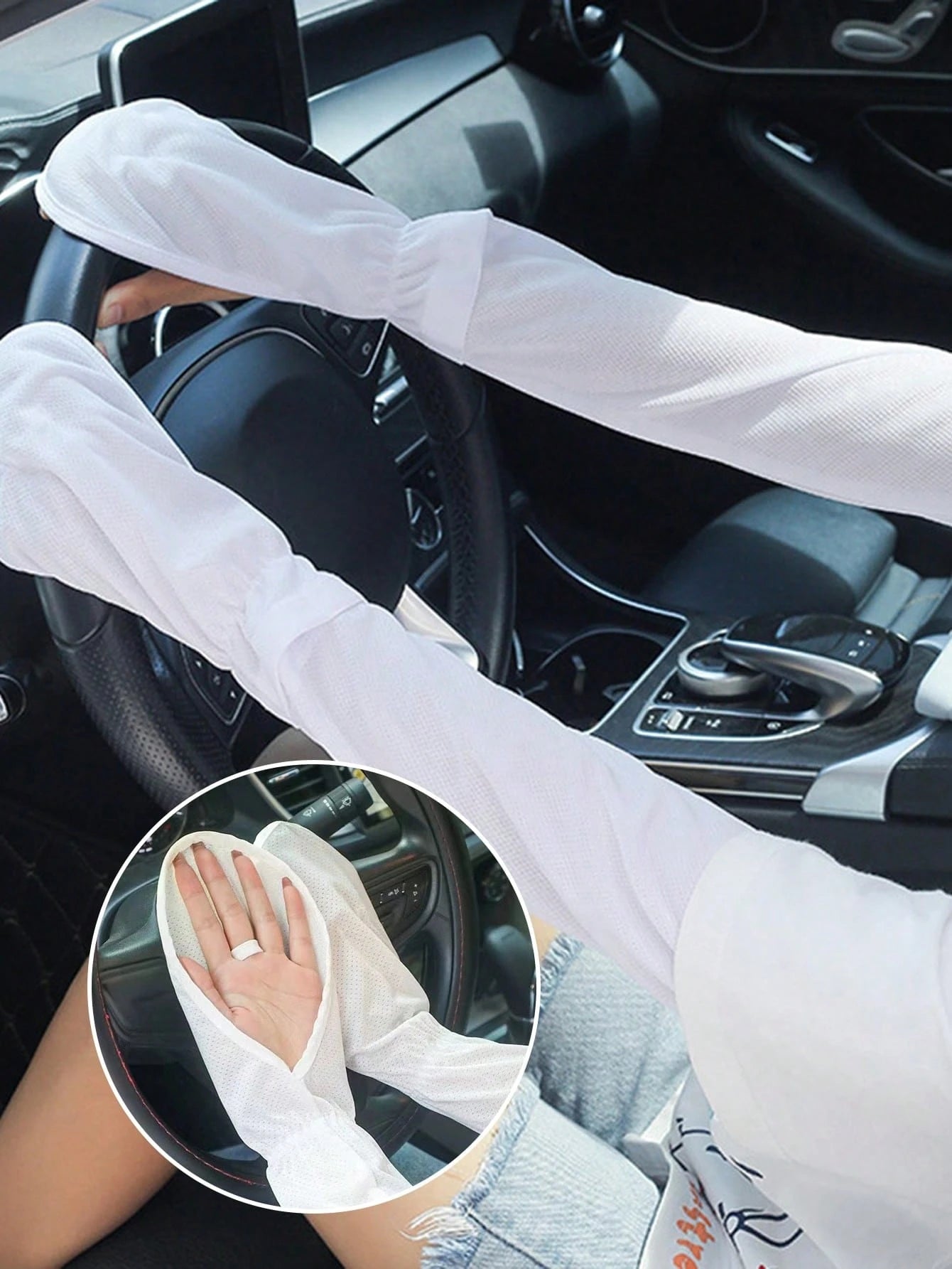 1 Pair Summer Driving Arm Sleeves (Loose Version), Breathable Cooling Sleeve Covers, Available In Gray/Blue/Pink/Black/White, Sun Protection Fingerless Gloves, Loose Fit For Women Driving, Cycling, Ca