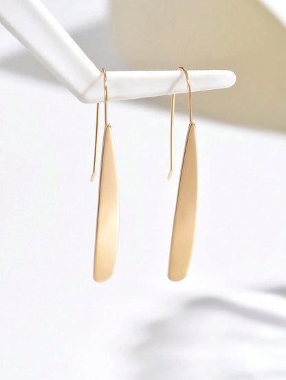1 Pair Women Fashion Geometric Rectangular Shiny Earrings, Versatile For Daily And Casual Wear