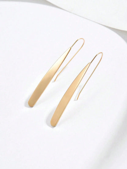 1 Pair Women Fashion Geometric Rectangular Shiny Earrings, Versatile For Daily And Casual Wear