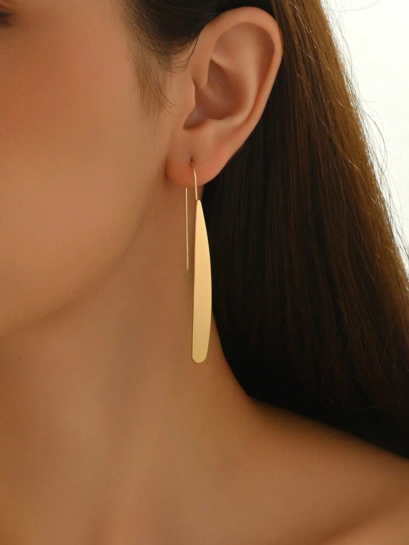 1 Pair Women Fashion Geometric Rectangular Shiny Earrings, Versatile For Daily And Casual Wear