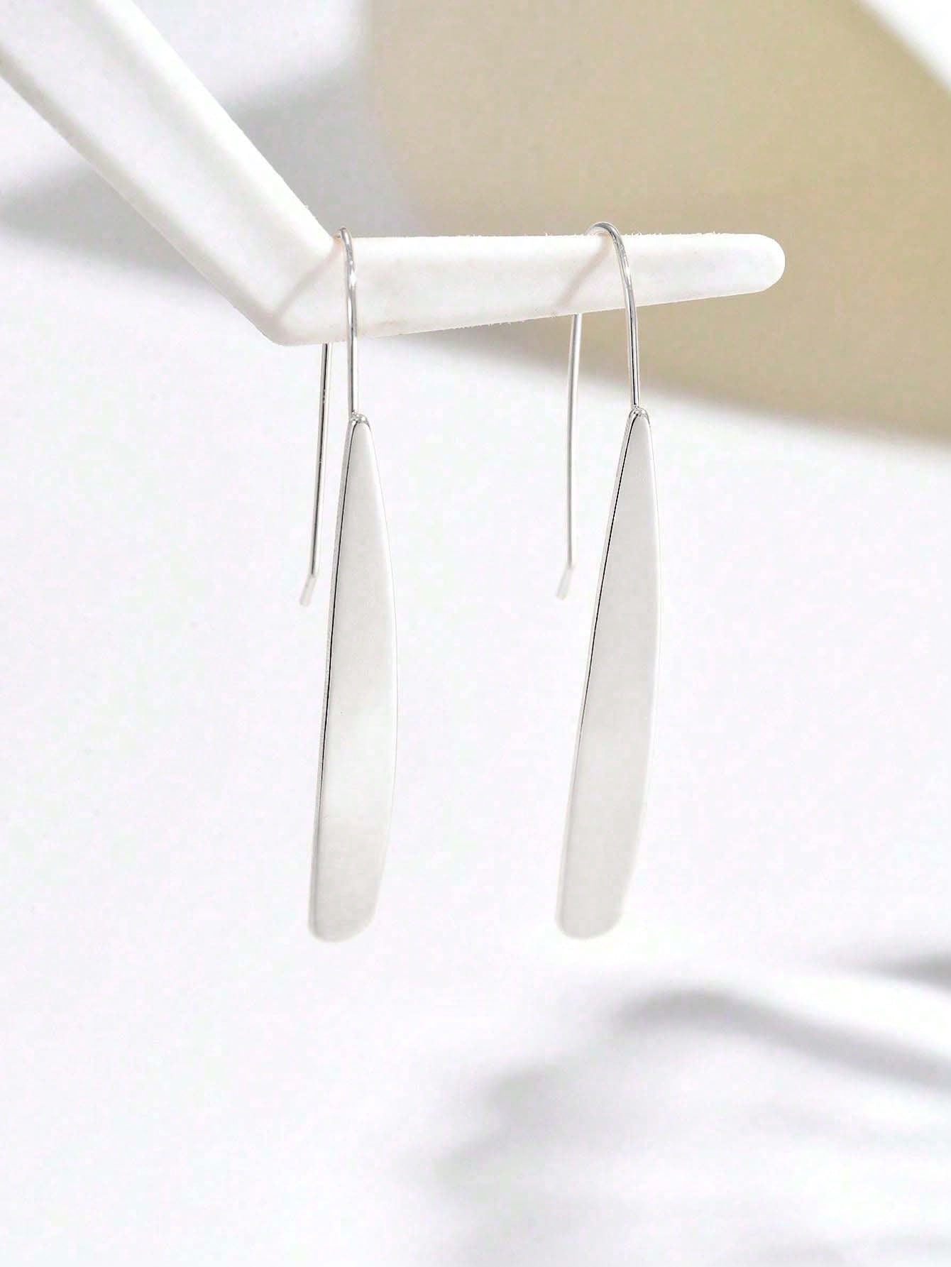1 Pair Women Fashion Geometric Rectangular Shiny Earrings, Versatile For Daily And Casual Wear