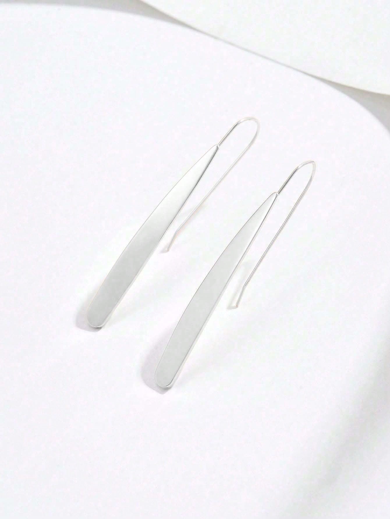 1 Pair Women Fashion Geometric Rectangular Shiny Earrings, Versatile For Daily And Casual Wear