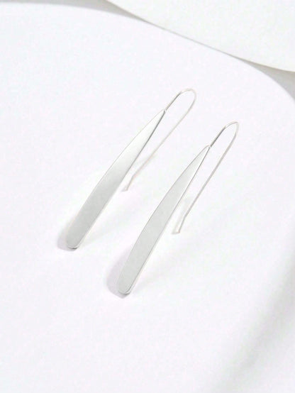 1 Pair Women Fashion Geometric Rectangular Shiny Earrings, Versatile For Daily And Casual Wear