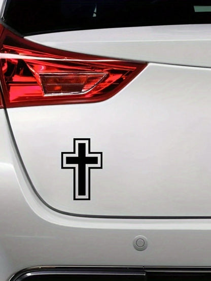 1 Pc Cross Personalized Car Sticker, Modification Decorative Sticker, Waterproof And Sun-Resistant, Fade-Resistant, Strong Adhesion, No Residue When Removed, No Damage To Paint Surface, Suitable For C