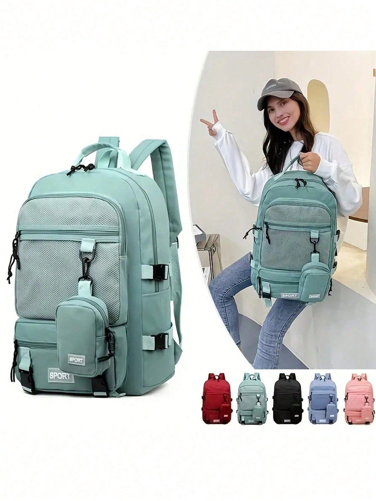 1 Pc Large Capacity Travel Organizer Backpack, Lightweight Portable Laptop Bag, Casual Daypack And College Style Backpack, Suitable For Sports, School, Vacation, Minimalist Gym Bag, Sports Bag, Train