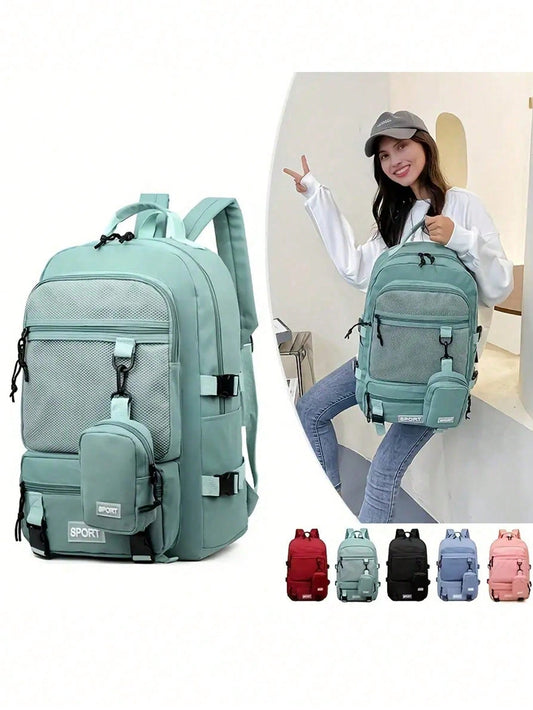 1 Pc Large Capacity Travel Organizer Backpack, Lightweight Portable Laptop Bag, Casual Daypack And College Style Backpack, Suitable For Sports, School, Vacation, Minimalist Gym Bag, Sports Bag, Train