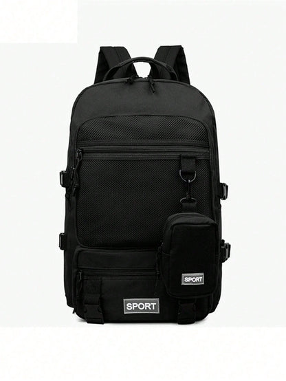 1 Pc Large Capacity Travel Organizer Backpack, Lightweight Portable Laptop Bag, Casual Daypack And College Style Backpack, Suitable For Sports, School, Vacation, Minimalist Gym Bag, Sports Bag, Train