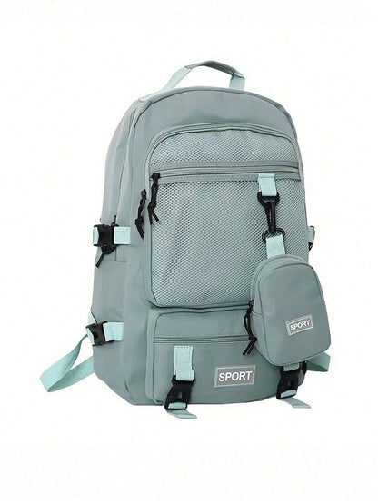 1 Pc Large Capacity Travel Organizer Backpack, Lightweight Portable Laptop Bag, Casual Daypack And College Style Backpack, Suitable For Sports, School, Vacation, Minimalist Gym Bag, Sports Bag, Train