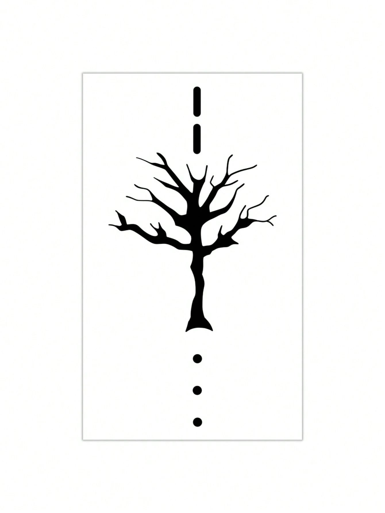 1 Pc Men's Minimalist Black Silhouette Temporary Tattoo Stickers, Abstract Dead Tree With Dot Line Vertical Pattern Waterproof Sweatproof Gothic Body Stickers For Arm, Forearm, Chest Party Decor