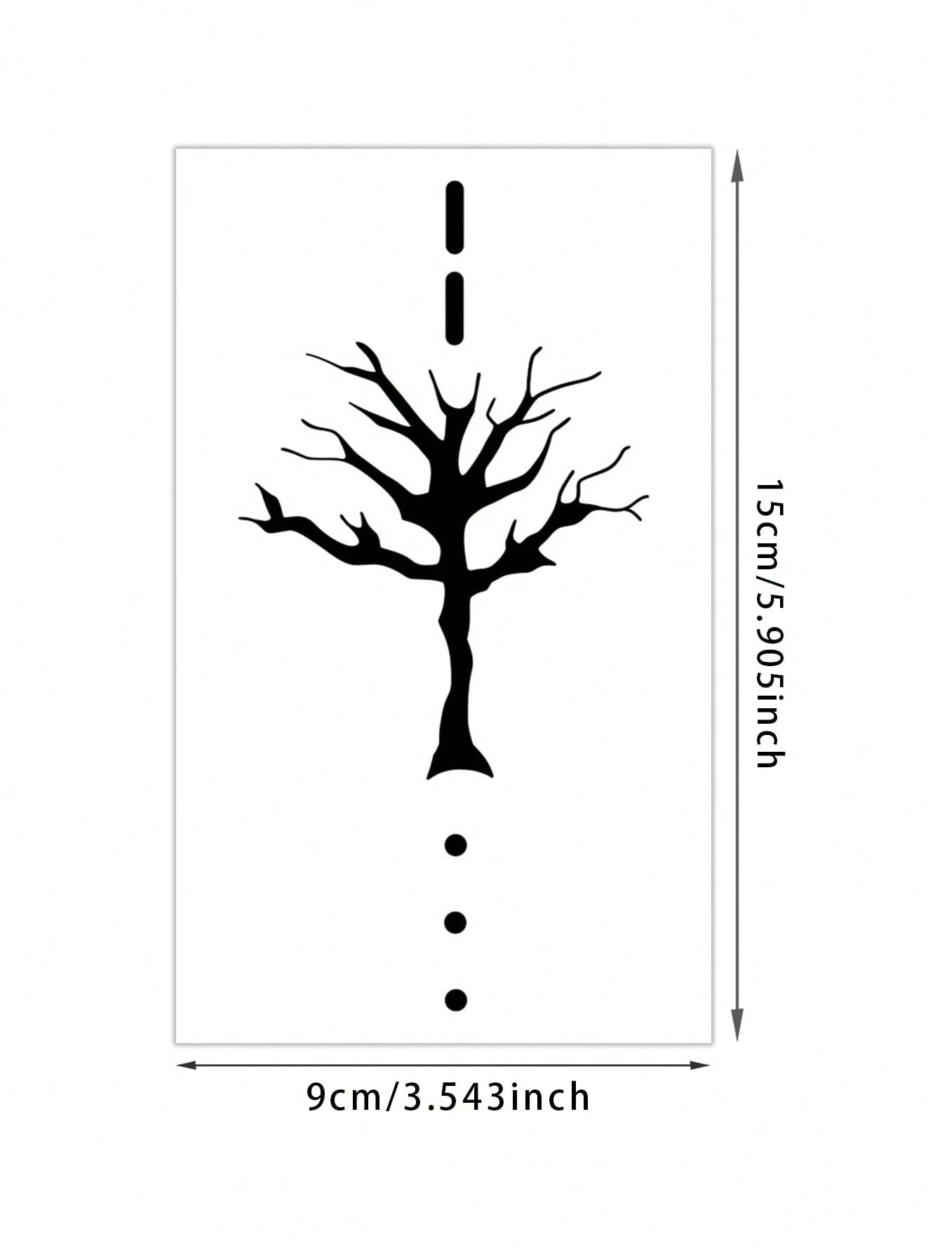 1 Pc Men's Minimalist Black Silhouette Temporary Tattoo Stickers, Abstract Dead Tree With Dot Line Vertical Pattern Waterproof Sweatproof Gothic Body Stickers For Arm, Forearm, Chest Party Decor