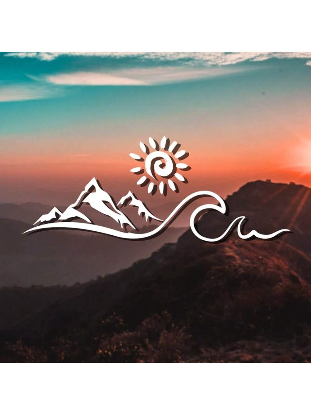 1 Pc Mountain Sun Wave Car Window Decal- Nature Lover's Outdoor Adventure Style Vinyl Sticker For Car Truck SUV
