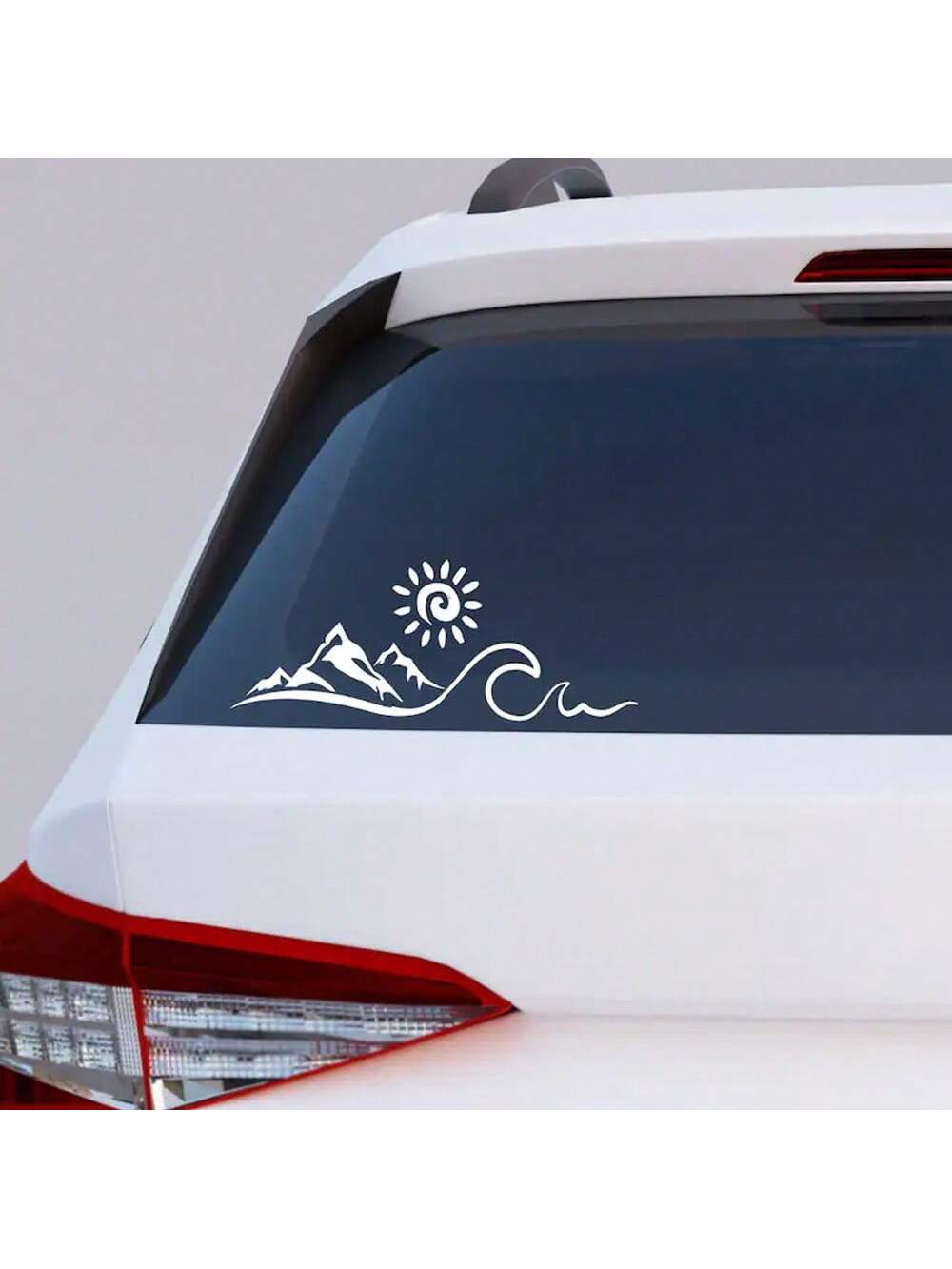 1 Pc Mountain Sun Wave Car Window Decal- Nature Lover's Outdoor Adventure Style Vinyl Sticker For Car Truck SUV