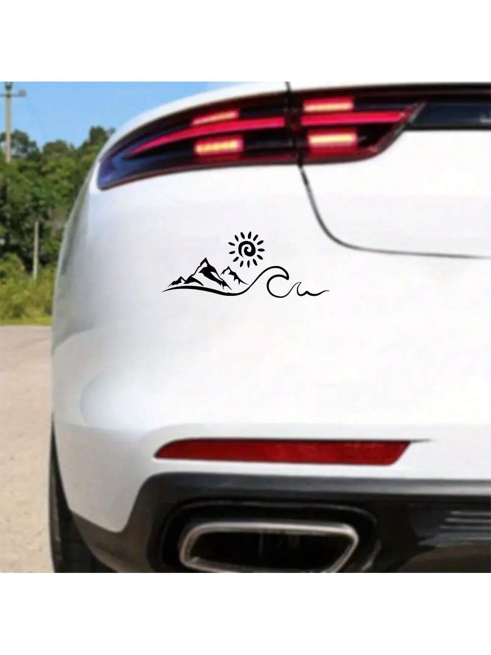 1 Pc Mountain Sun Wave Car Window Decal- Nature Lover's Outdoor Adventure Style Vinyl Sticker For Car Truck SUV