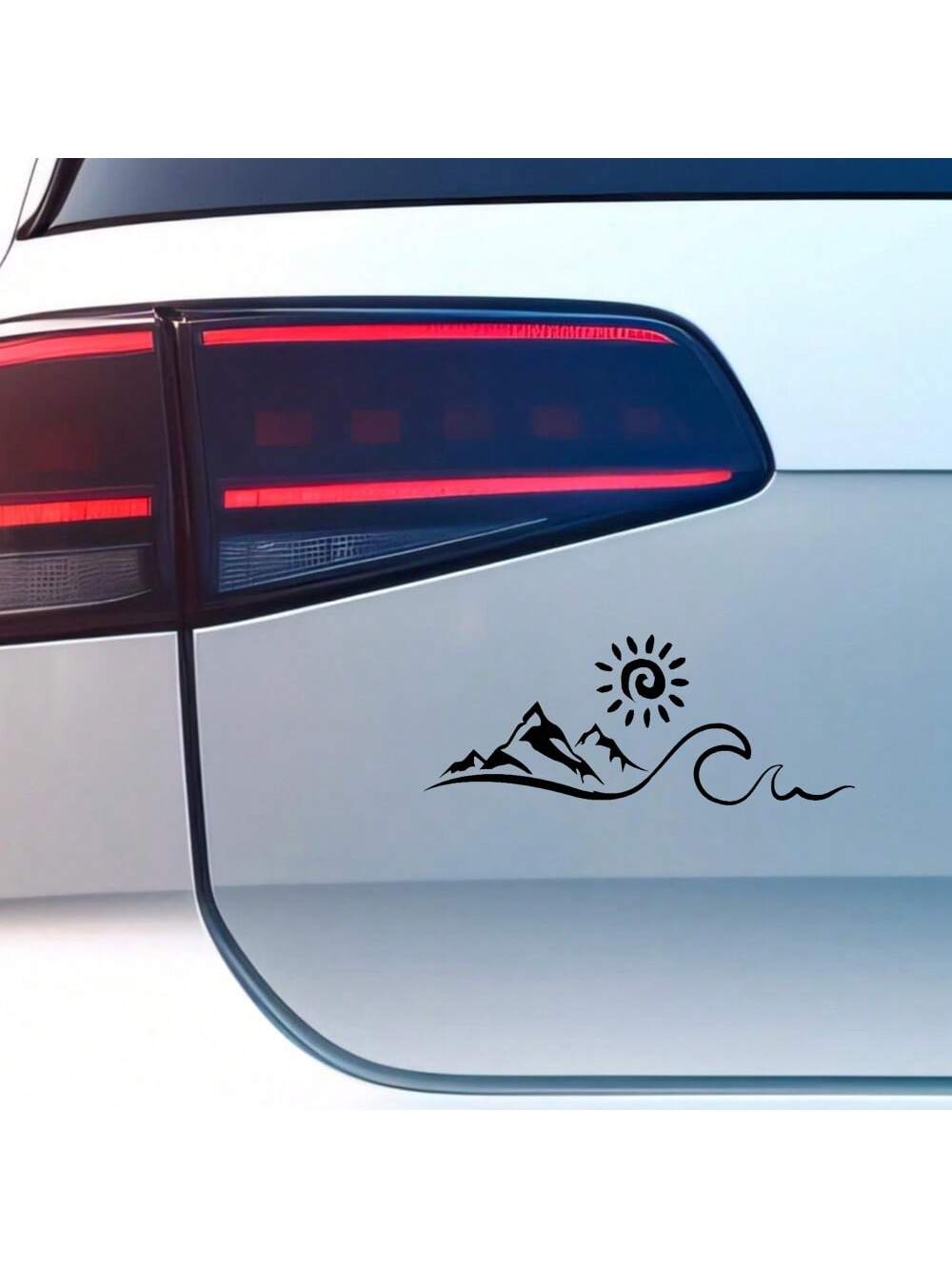 1 Pc Mountain Sun Wave Car Window Decal- Nature Lover's Outdoor Adventure Style Vinyl Sticker For Car Truck SUV