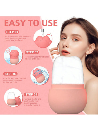 1 Pc Silicone Ice Face Roller, Beauty Face Ice Roller,Ice Roller For Face, Eye And Neck, Ice Roller Skin Care, Ice Holder For Face, Reusable Silicone Ice Mold For Face-Without Dried Flowers,SPA,Face C
