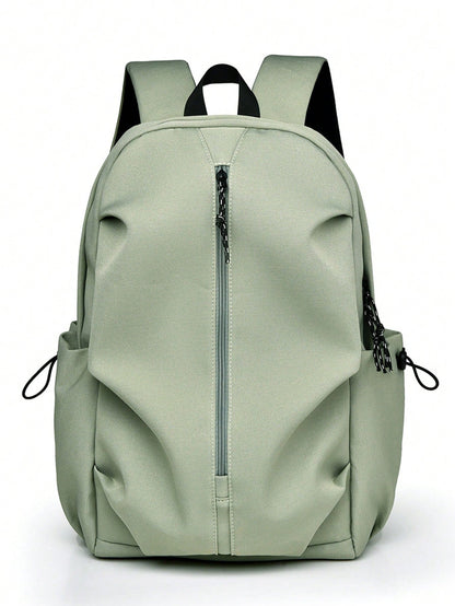 1 PC Solid Green Backpack Travel Backpack Cute Pendant Campus Satchel Schoolbag Backpack,High-End Popular Fashionable And Casual Large Capacity