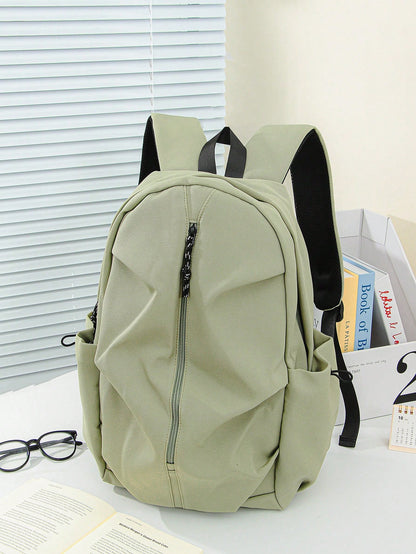 1 PC Solid Green Backpack Travel Backpack Cute Pendant Campus Satchel Schoolbag Backpack,High-End Popular Fashionable And Casual Large Capacity