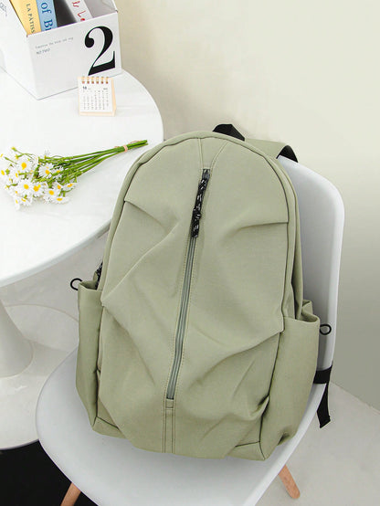 1 PC Solid Green Backpack Travel Backpack Cute Pendant Campus Satchel Schoolbag Backpack,High-End Popular Fashionable And Casual Large Capacity