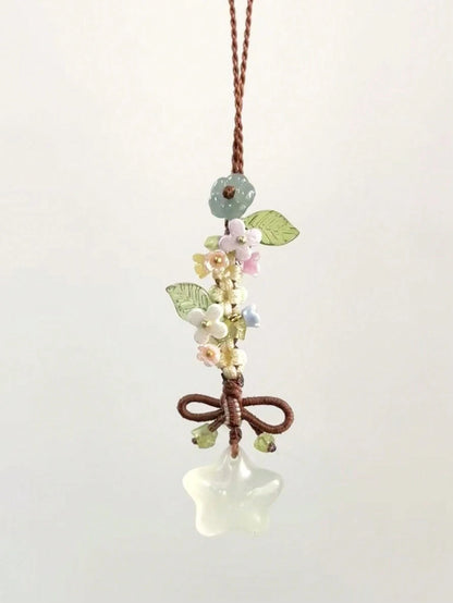 1 Pc Star, Blossom, Bowknot Mobile Phone Hanger Cord, CCD Camera Pendant, Bag Pendant, Retro Versatile Fashion Small-Style Handmade Mobile Phone Chain Pendant, Suitable For Women's Daily Use, Compatib