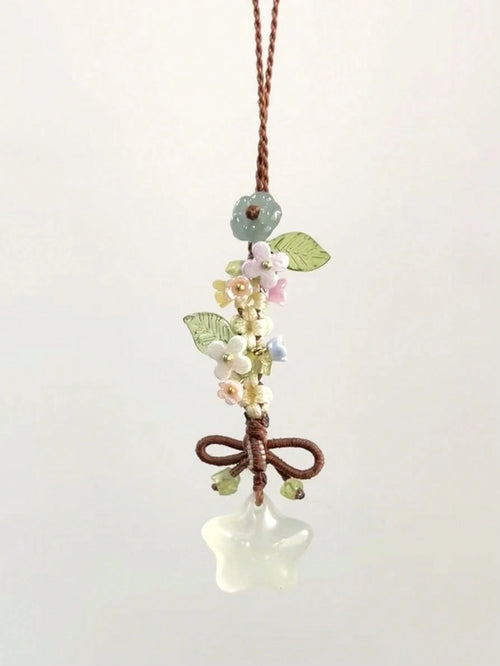1 Pc Star, Blossom, Bowknot Mobile Phone Hanger Cord, CCD Camera Pendant, Bag Pendant, Retro Versatile Fashion Small-Style Handmade Mobile Phone Chain Pendant, Suitable For Women's Daily Use, Compatib