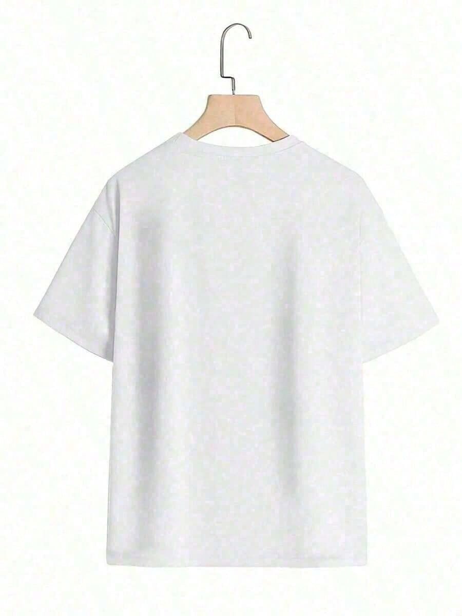 1 Pcs AMIRIs Chain Drip Letter Y2K T-Shirt Double Sided Printed (220g 100% Cotton T-Shirt), Summer Clothes, Men's Tops, Casual And Comfortable