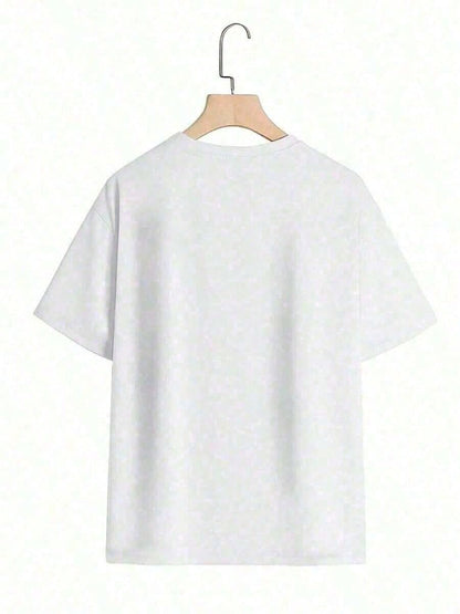 1 Pcs AMIRIs Chain Drip Letter Y2K T-Shirt Double Sided Printed (220g 100% Cotton T-Shirt), Summer Clothes, Men's Tops, Casual And Comfortable