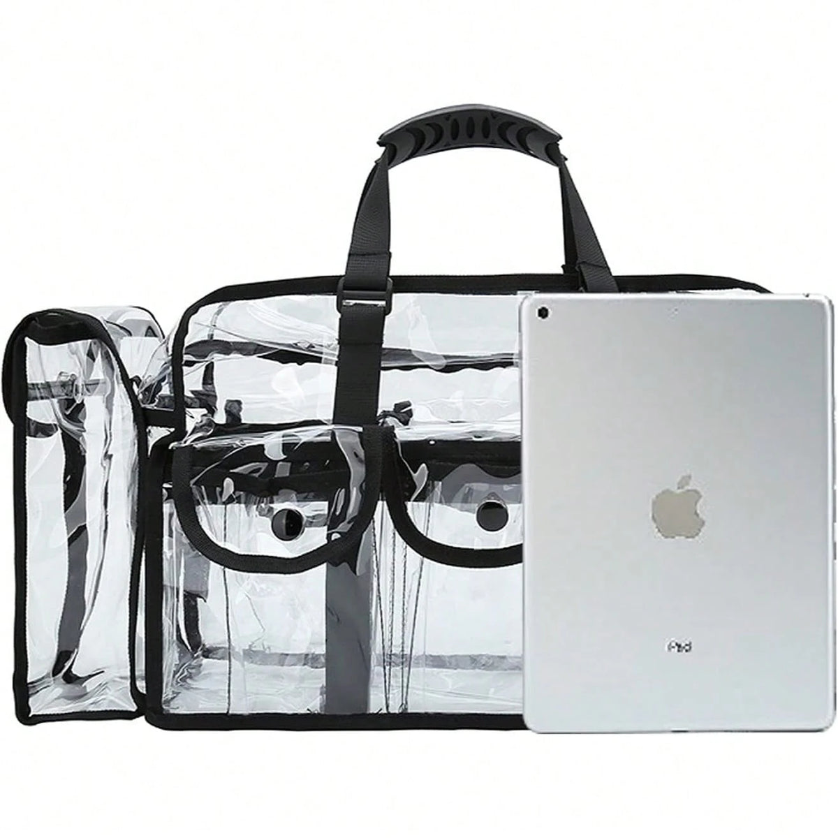 1 PCS Professional Clear PVC Makeup Kits Organizer Make Up Set Bag MUA Carry All Artist Transparent Vinyl Travel Cosmetic Bag With 6 External Pockets