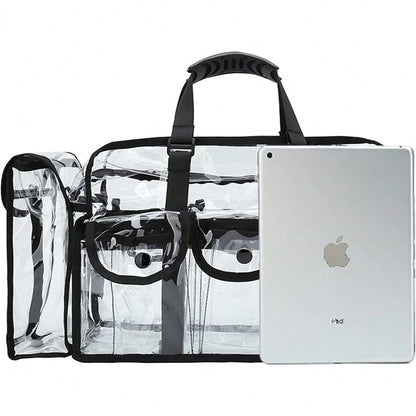 1 PCS Professional Clear PVC Makeup Kits Organizer Make Up Set Bag MUA Carry All Artist Transparent Vinyl Travel Cosmetic Bag With 6 External Pockets