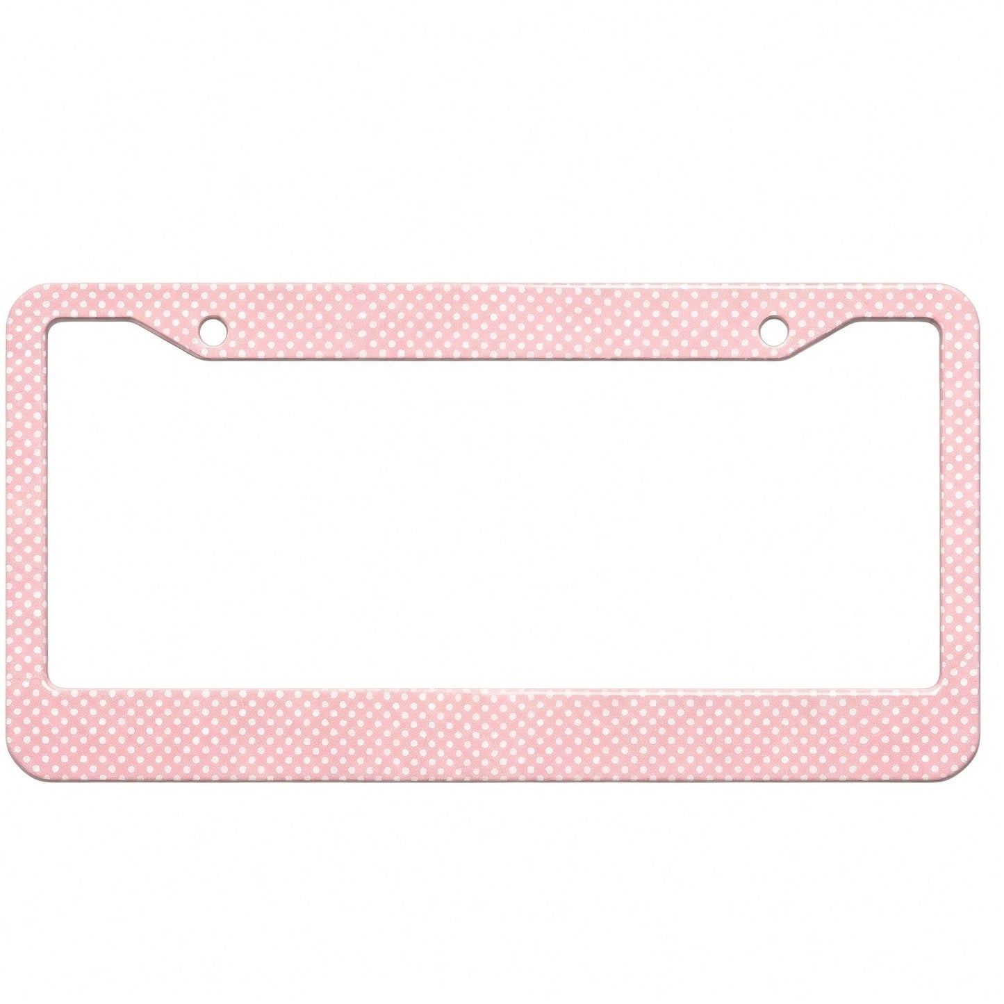 1 Piece Of Aluminum Pink Polka Dot Print License Plate Frame, Double-Hole With Screws, Rust-Proof And Dust-Proof, Universal US Standard Size 12.2* 6.3inch,Car Decor,Car,Moto,Car Acessesories>Essential
