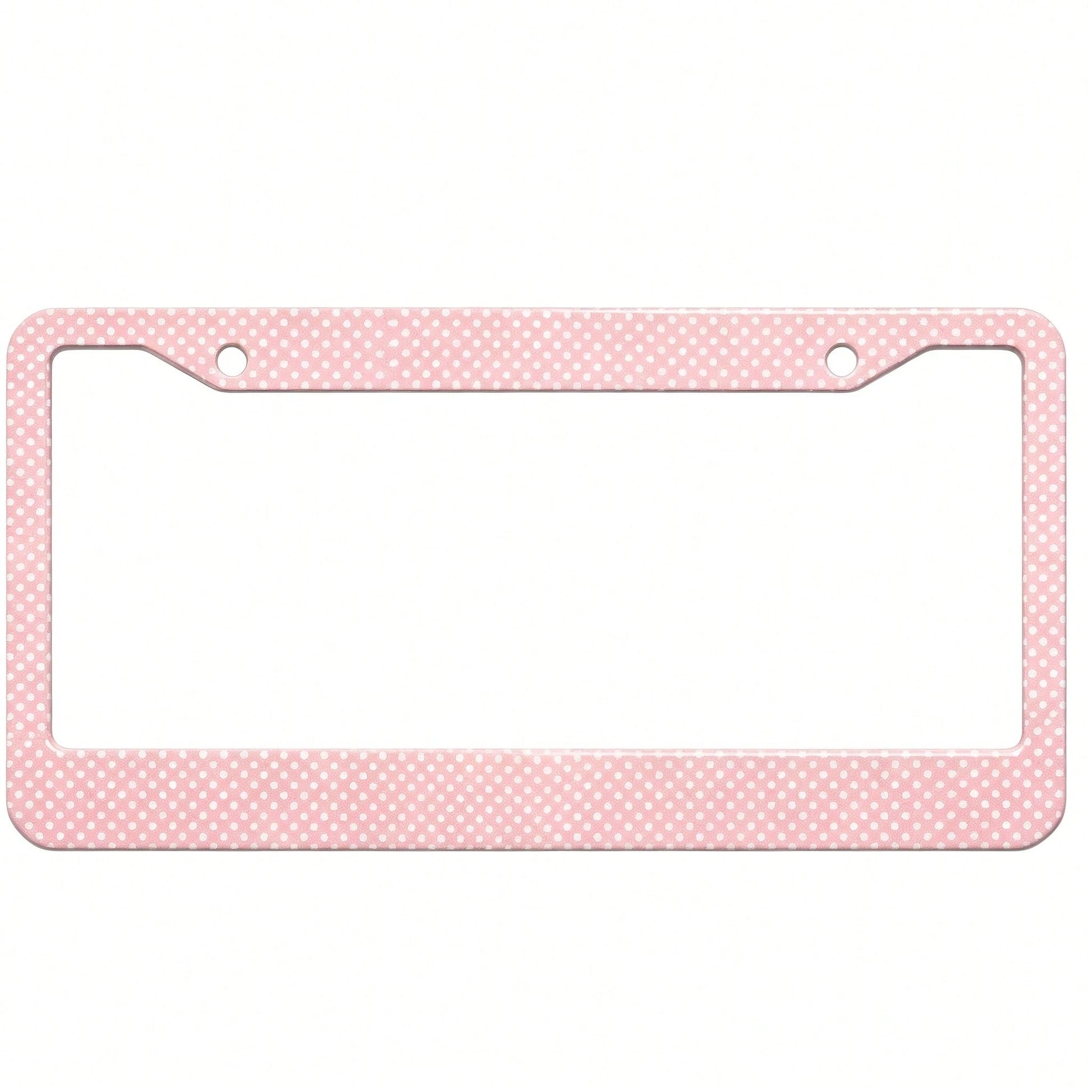 1 Piece Of Aluminum Pink Polka Dot Print License Plate Frame, Double-Hole With Screws, Rust-Proof And Dust-Proof, Universal US Standard Size 12.2* 6.3inch,Car Decor,Car,Moto,Car Acessesories>Essential