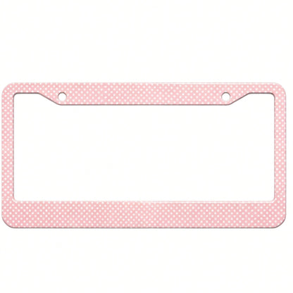 1 Piece Of Aluminum Pink Polka Dot Print License Plate Frame, Double-Hole With Screws, Rust-Proof And Dust-Proof, Universal US Standard Size 12.2* 6.3inch,Car Decor,Car,Moto,Car Acessesories>Essential