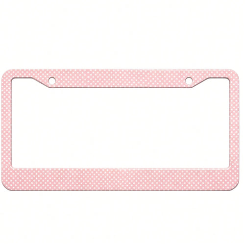 1 Piece Of Aluminum Pink Polka Dot Print License Plate Frame, Double-Hole With Screws, Rust-Proof And Dust-Proof, Universal US Standard Size 12.2* 6.3inch,Car Decor,Car,Moto,Car Acessesories>Essential
