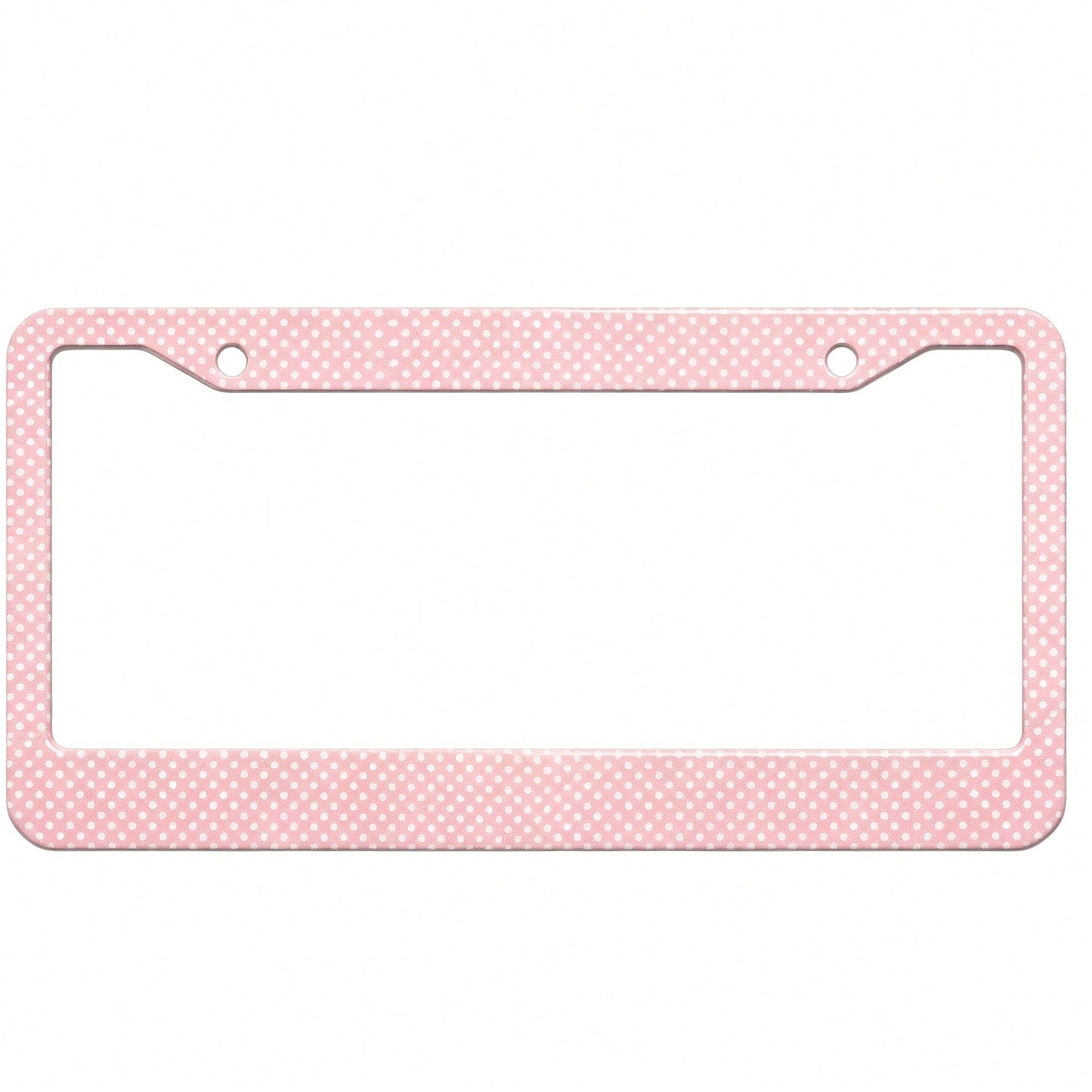 1 Piece Of Aluminum Pink Polka Dot Print License Plate Frame, Double-Hole With Screws, Rust-Proof And Dust-Proof, Universal US Standard Size 12.2* 6.3inch,Car Decor,Car,Moto,Car Acessesories>Essential