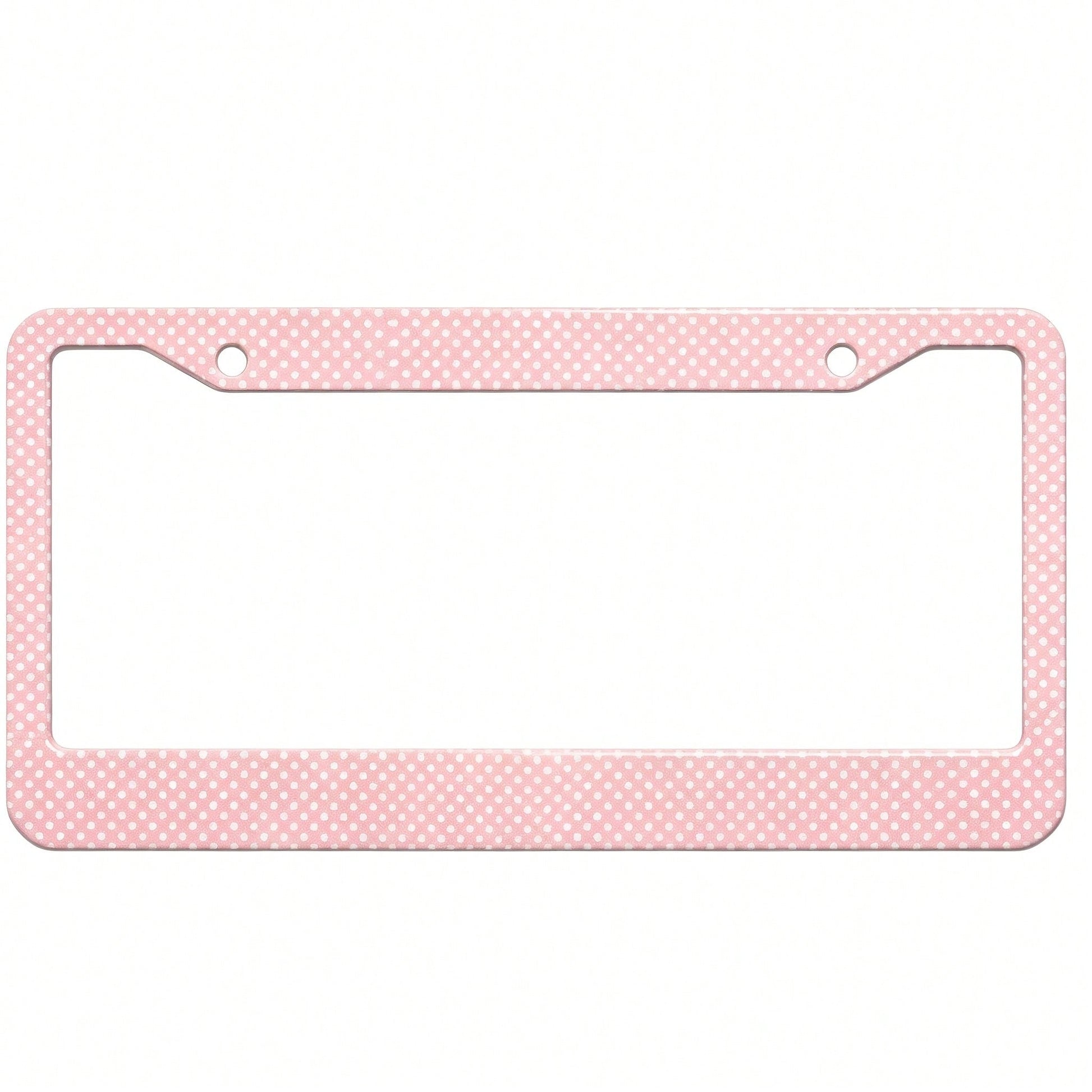 1 Piece Of Aluminum Pink Polka Dot Print License Plate Frame, Double-Hole With Screws, Rust-Proof And Dust-Proof, Universal US Standard Size 12.2* 6.3inch,Car Decor,Car,Moto,Car Acessesories>Essential