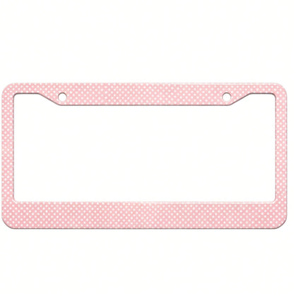 1 Piece Of Aluminum Pink Polka Dot Print License Plate Frame, Double-Hole With Screws, Rust-Proof And Dust-Proof, Universal US Standard Size 12.2* 6.3inch,Car Decor,Car,Moto,Car Acessesories>Essential