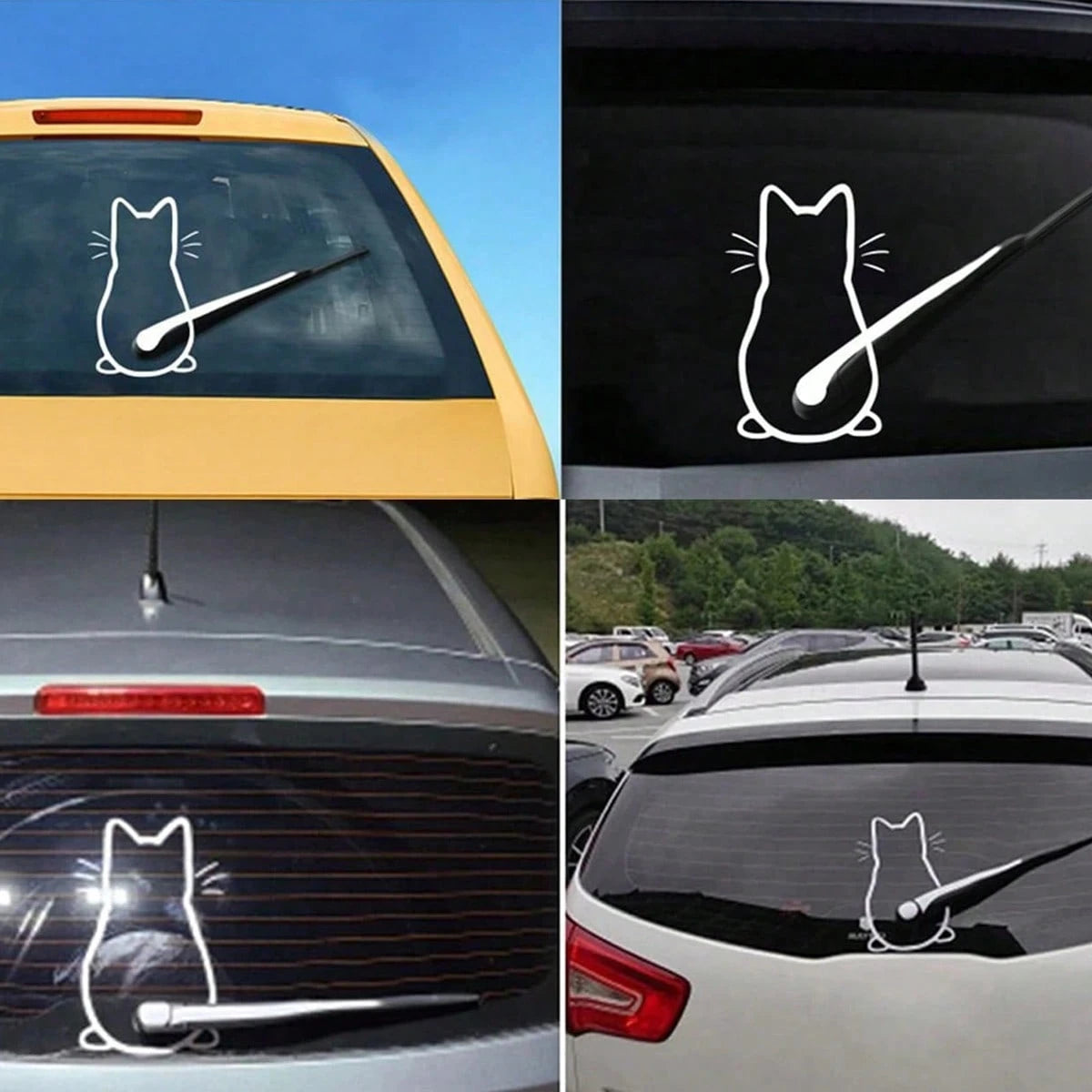 1 Piece Of Cute Wiper Back Cat Sticker, PVC Reflective Decoration For General Motors, Car Decals, Motorcycles, Auto Parts