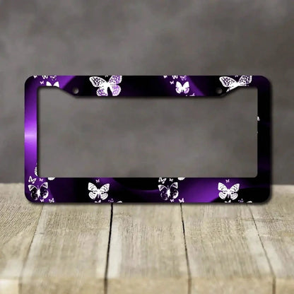 1 Piece Purple Butterfly Swirl Car License Plate Frame- Metal Car License Plate Frame Tag Holder Frame Cover- 12x6inch Universal Car,Car Cover,Car Must Haves,Gifts,Car Decor,Car Picks,Car Acessesori